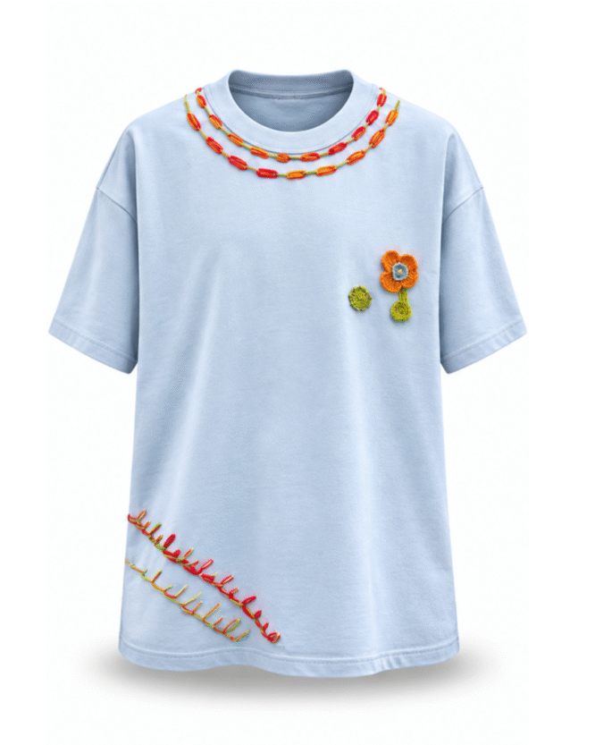 HAPPY TEE DOUBLE NECK STITCH