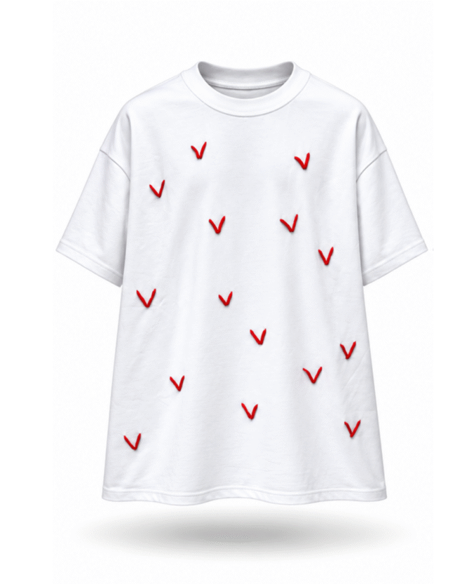 HAPPY TEE WITH V EMBROIDERY