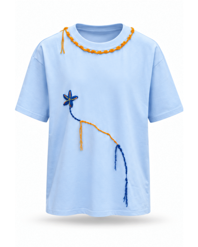IAN CARSON THREADED FLOWER UP TEE